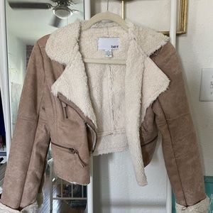 Faux Suede and Fur Moto Jacket